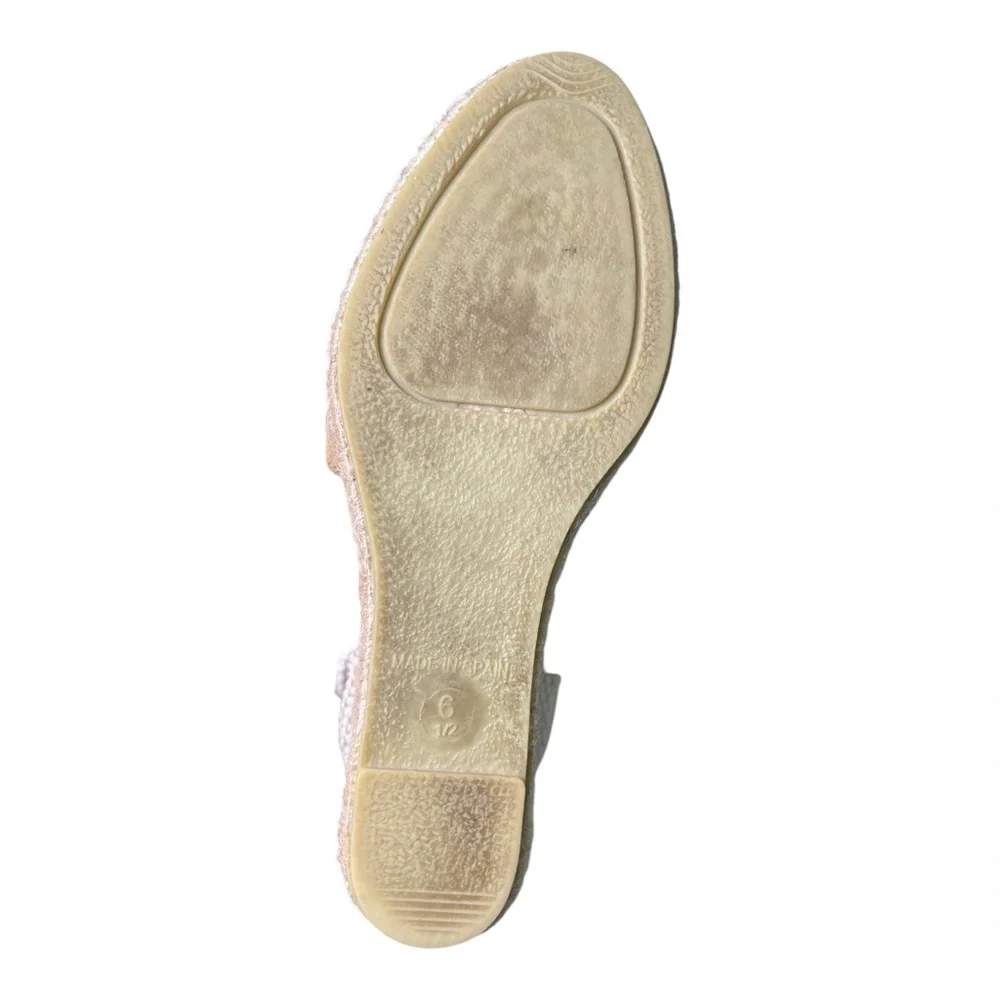 Dalson Tan Suede Peep Toe Wedge Espadrille Sandals Made In Spain Size 6.5